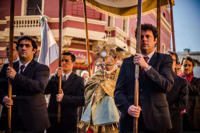 Procession next to Christ - Catholic stock images