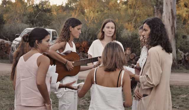 Girls Practicing Guitar - Catholic stock images