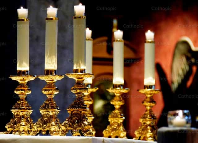 Candles on the altar - Catholic stock images