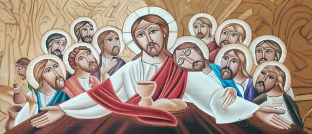 La última cena, Jesús y sus apóstoles - Banco de imágenes católicas