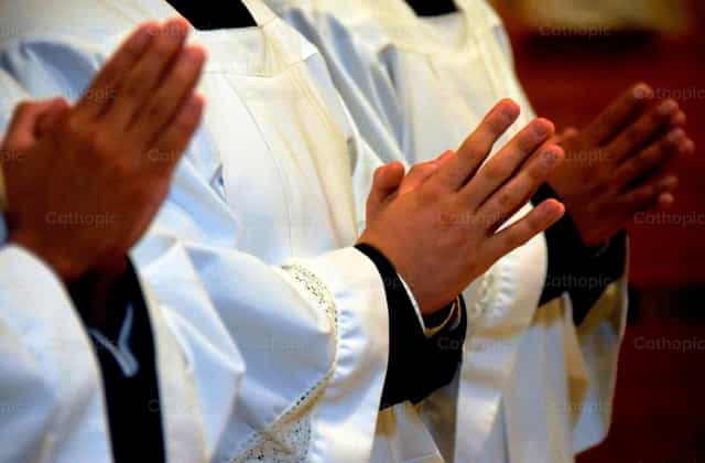 Moment of prayer - Catholic stock images