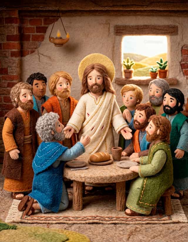 Pagpapakita ng Muling Nabuhay na Hesus sa Kanyang mga alagad - Mga Catholic stock image