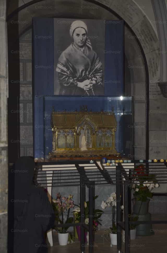 Shrine with relics of St.-Bernadette - Catholic stock images