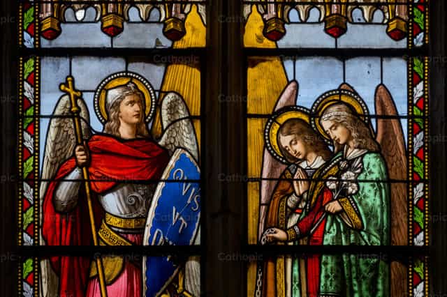 I tre arcangeli, Michele, Gabriele e Raffaele - Immagini stock cattoliche - Foto di Joan Sutter
