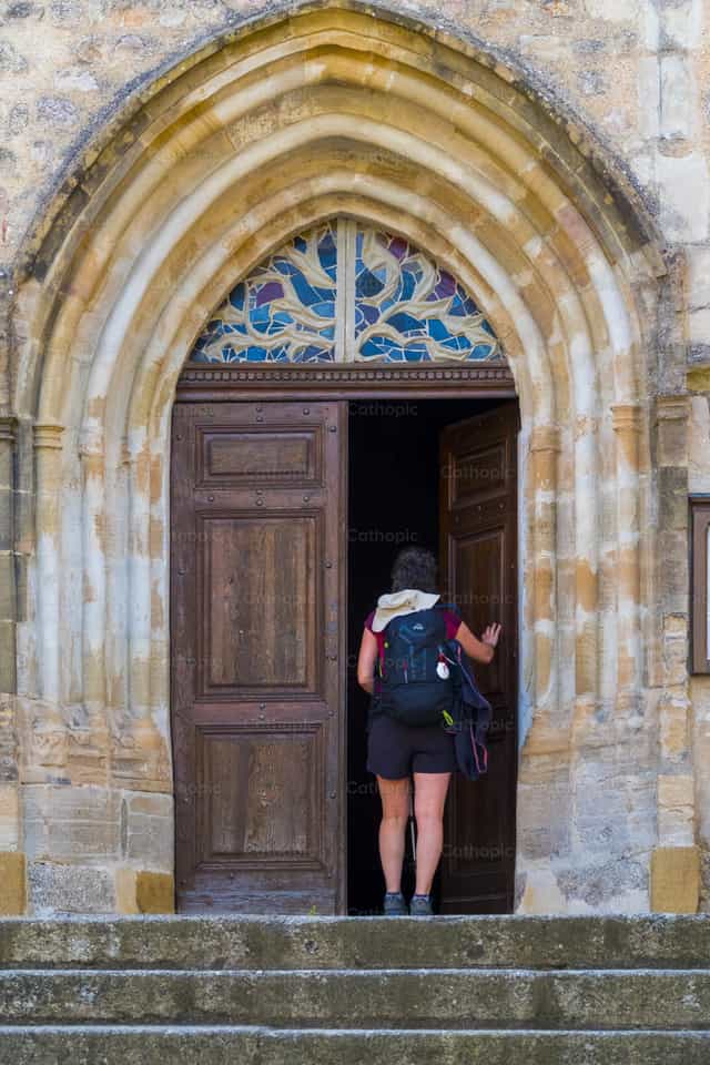 Pilgrim on the Way of Santiago de Compostela - Catholic stock images - Photo by Joan Sutter