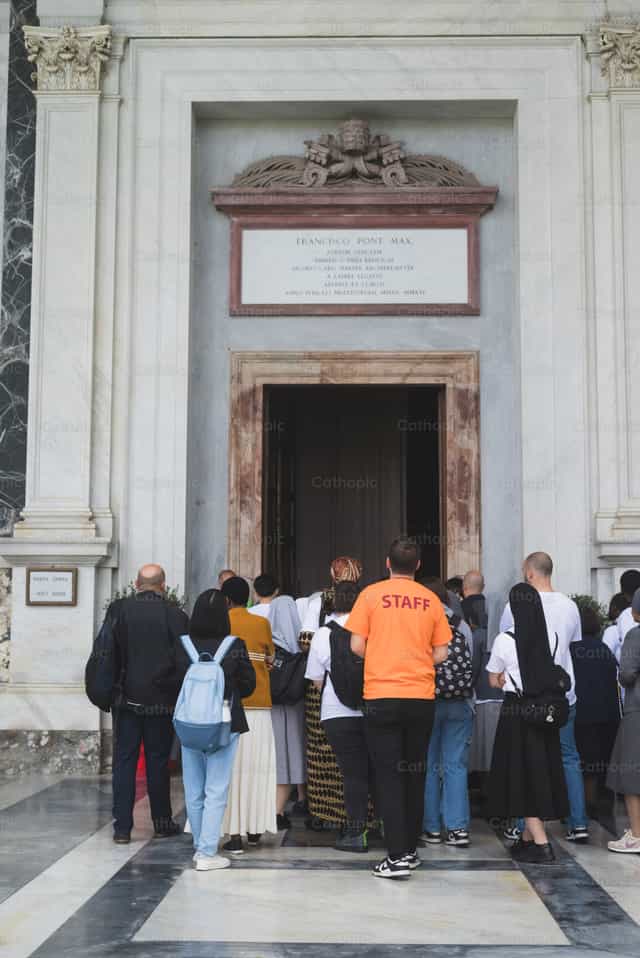 Entering through the Holy Door during the Jubilee - Catholic stock images