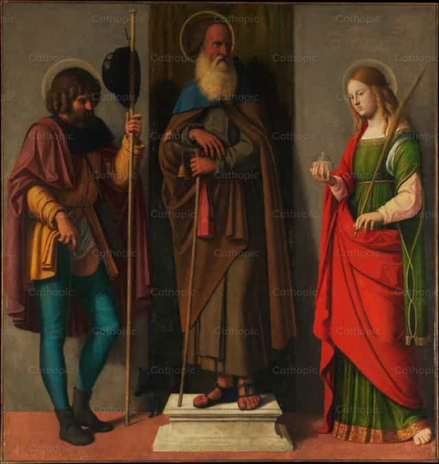 Tres santos: Roque, Antonio Abad y Lucía - Banco de imágenes católicas