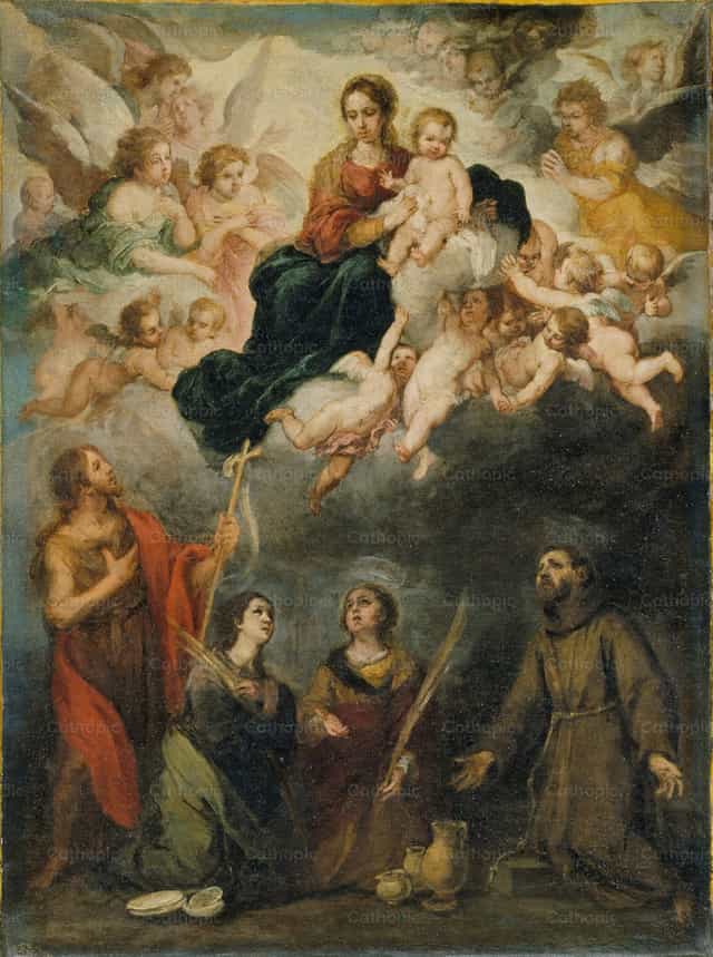 Szűzanya a Gyermekkel szentekkel - Katolikus stockképek - Fotó: Restored Christian Art