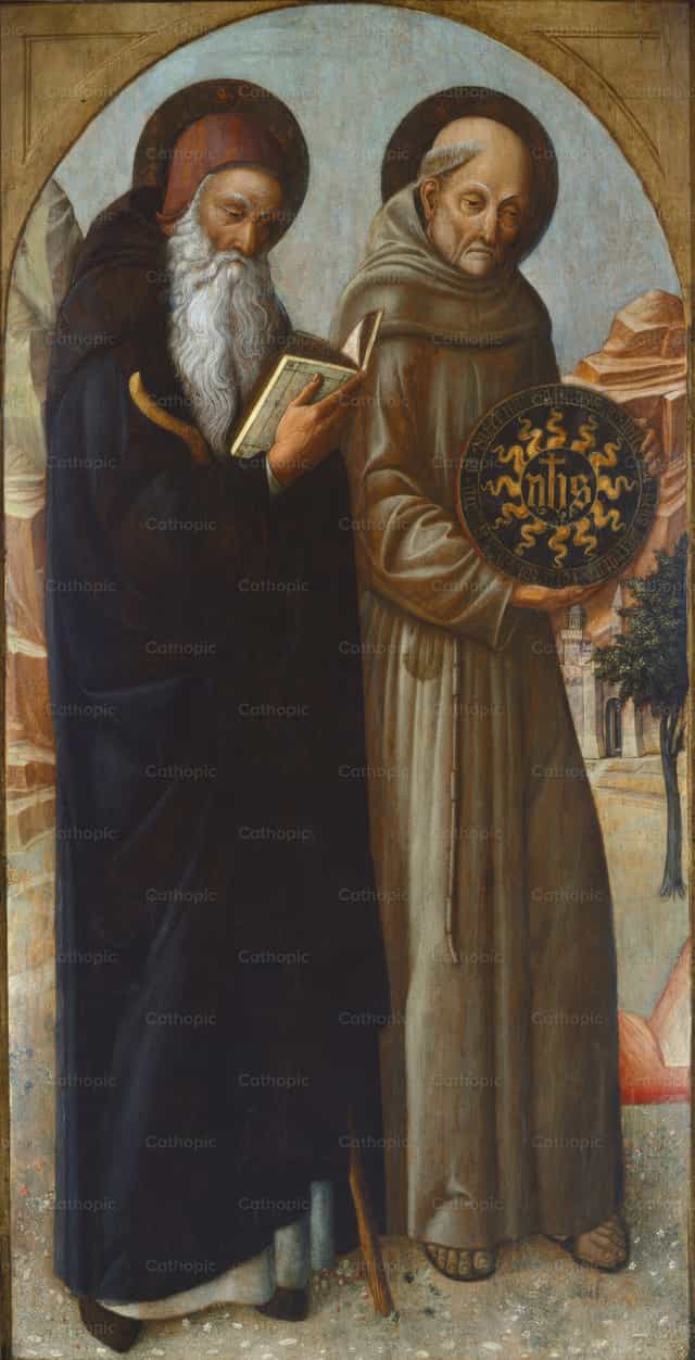 圣安东尼·隐修者与圣伯纳丁·西耶纳 - 天主教图库图片 - 摄影： Restored Christian Art