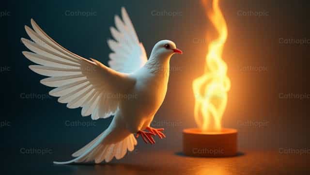 Kalapati ng Banal na Espiritu (Mga Apoy na Nagliliyab) - Mga Catholic stock image - Larawan ni Irene Maciá Doménech