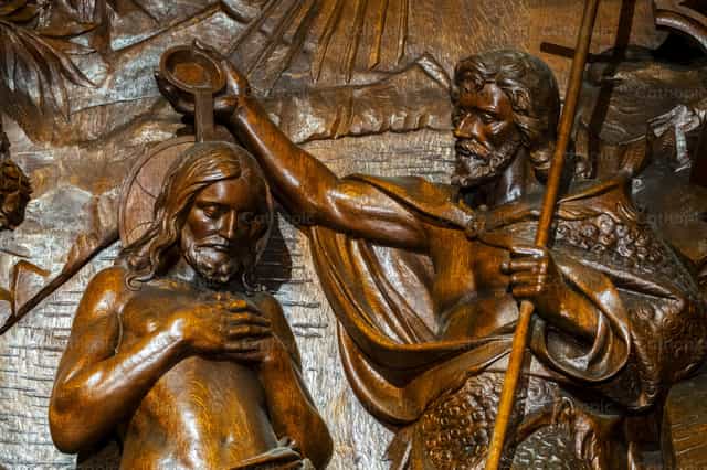 Batismo de Jesus por João Batista - Imagens católicas de stock - Foto de Joan Sutter