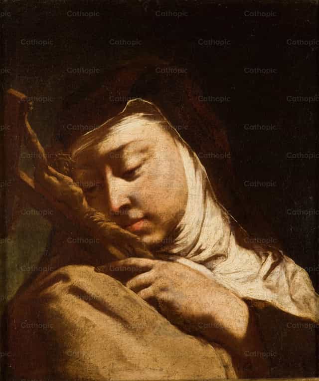Santa Teresa de Ávila Contemplando la Cruz - Banco de imágenes católicas