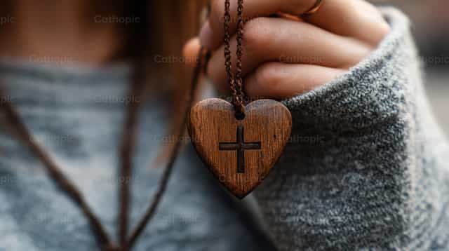 Kahoy na puso - Mga Catholic stock image