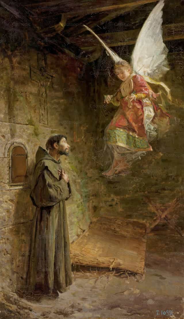 Pangitain ni San Francisco ng Asisi - Mga Catholic stock image - Larawan ni Restored Christian Art