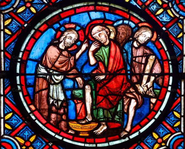 Jesucristo lavando los pies a los Apóstoles - Banco de imágenes católicas - Fotografía por Joan Sutter