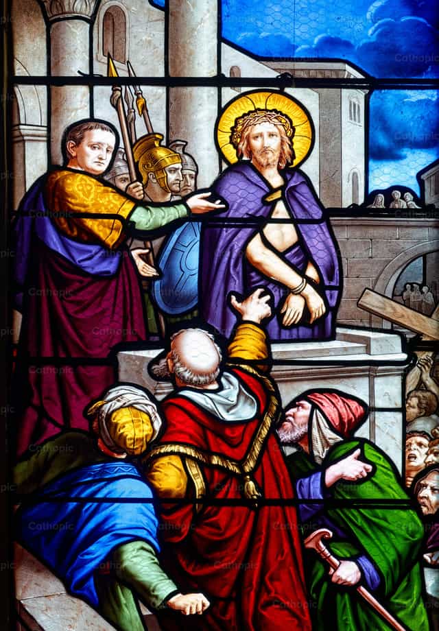 Jesus diante de Pôncio Pilatos - Imagens católicas de stock