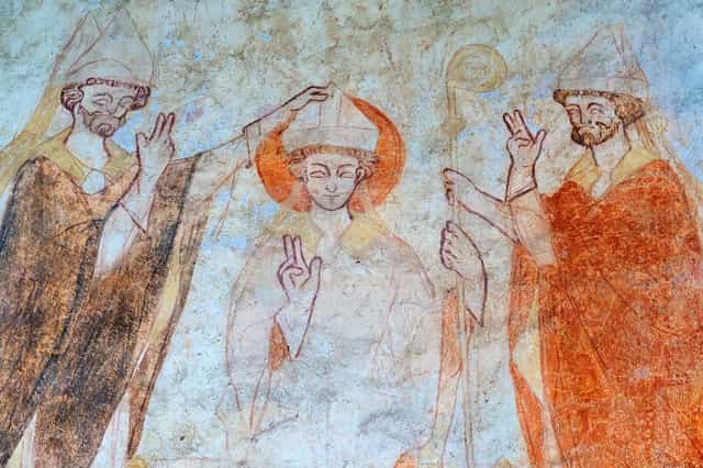 São Martinho de Tours consagrado Bispo - Imagens católicas de stock