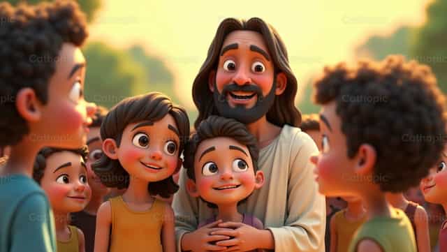 Hayaan ninyong lumapit sa akin ang mga bata - Mga Catholic stock image