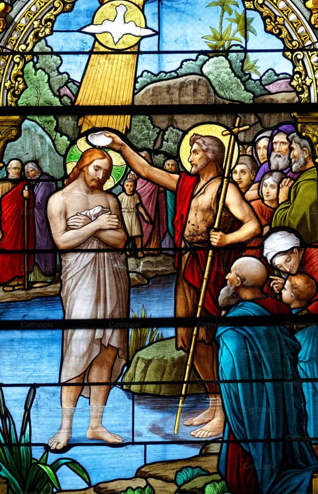 Batismo de Jesus por João Batista - Imagens católicas de stock - Foto de Joan Sutter