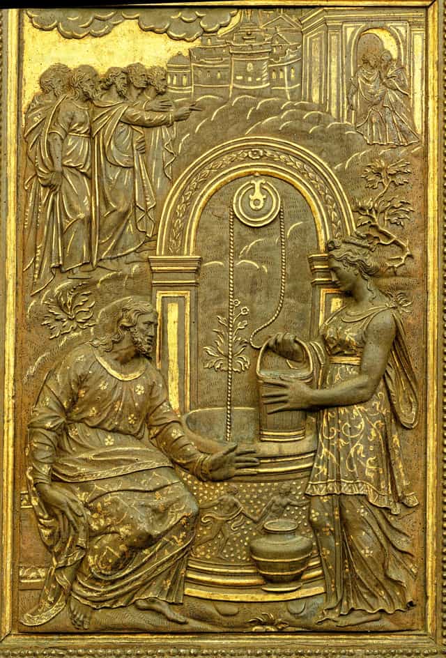 Jesus und die Samariterin am Brunnen - Katholische Stockfotos