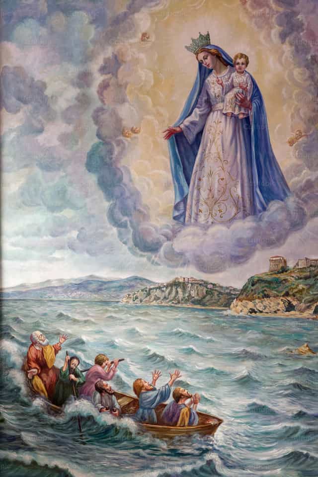 Mary protecting sailors - Catholic stock images - Photo by Joan Sutter