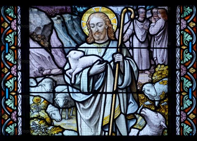 Jesus, o Bom Pastor - Imagens católicas de stock - Foto de Joan Sutter