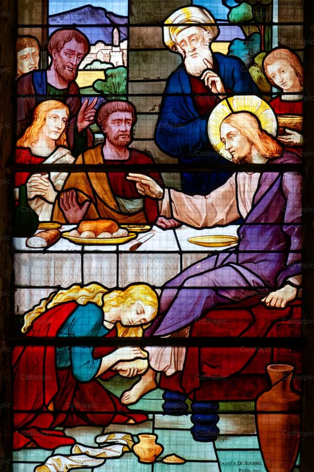 María Magdalena lavando los pies de Jesús - Banco de imágenes católicas - Fotografía por Joan Sutter