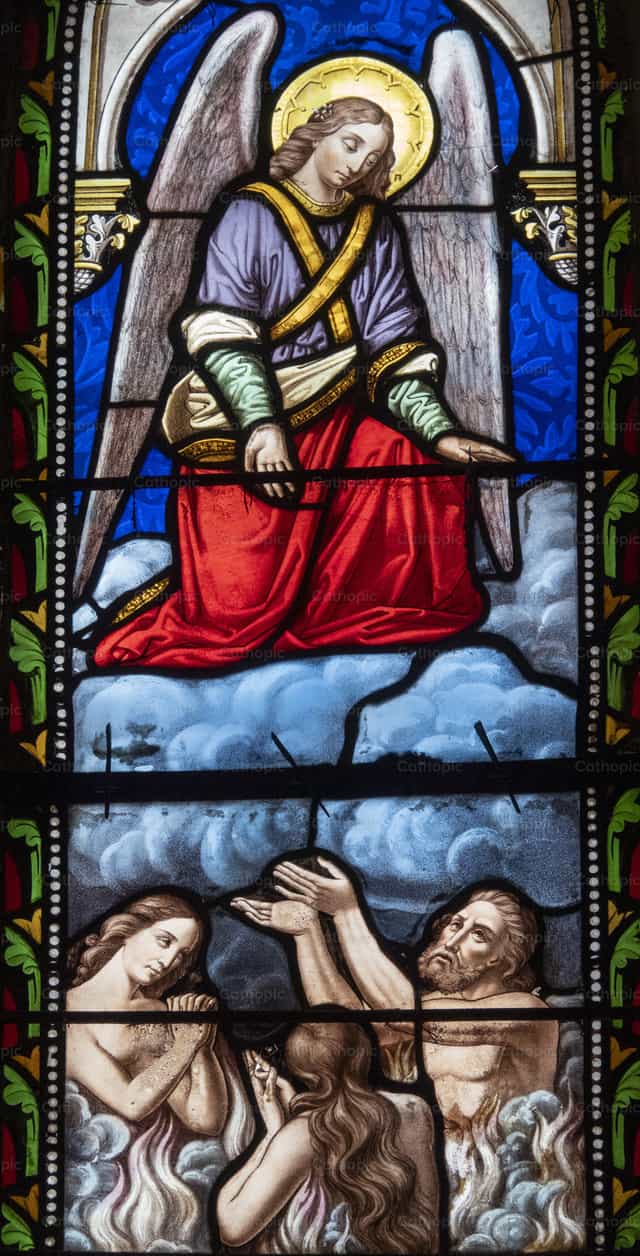 Almas no fogo do purgatório - Imagens católicas de stock - Foto de Joan Sutter