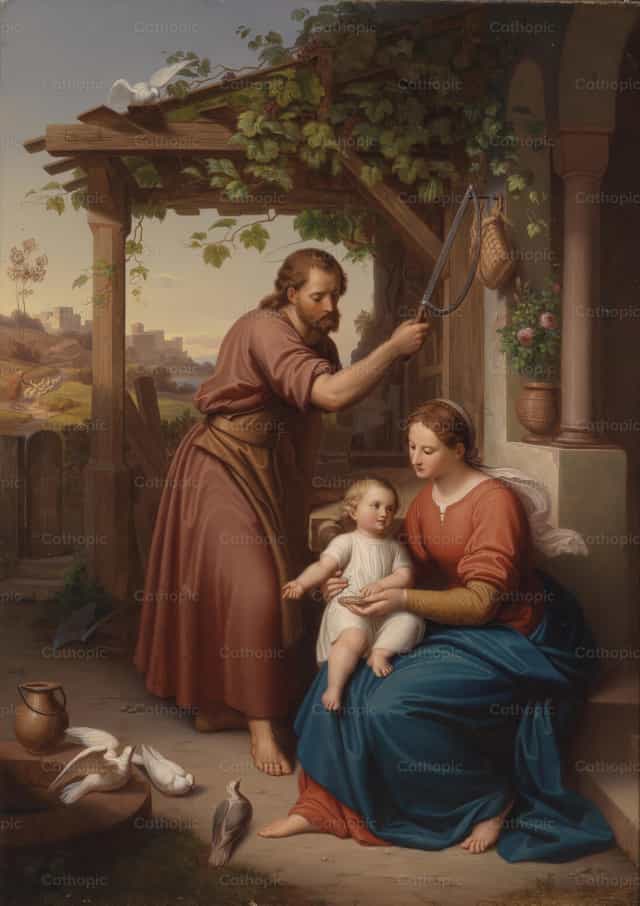 Mary and Joseph with the baby Jesus - Catholic stock images