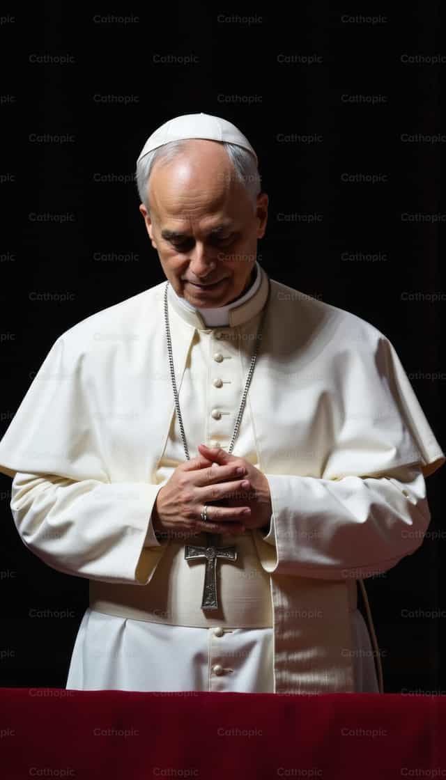 Preghiera del Pontefice Papa Leone XIV - Immagini stock cattoliche