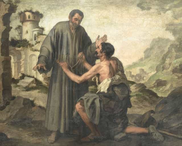 Si Kapatid Junípero at ang mga dukha - Mga Catholic stock image - Larawan ni Restored Christian Art
