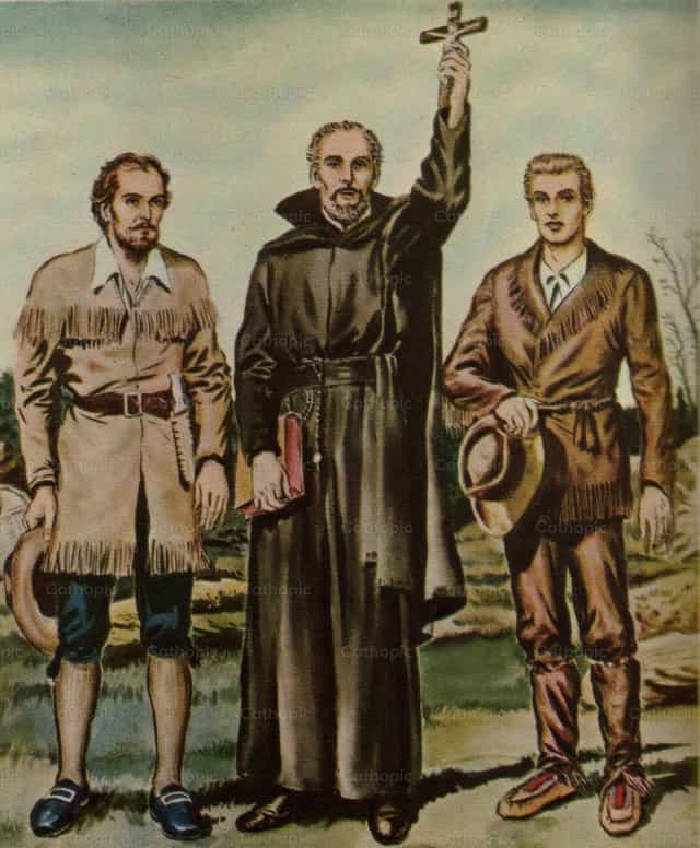 Święty Izaak Jogues z dwoma towarzyszami - Katolickie zdjęcia stockowe - Zdjęcie: Restored Christian Art
