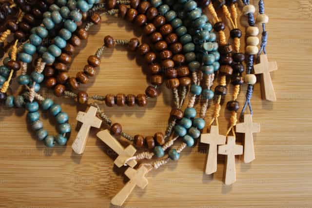 Wooden rosaries - Catholic stock images