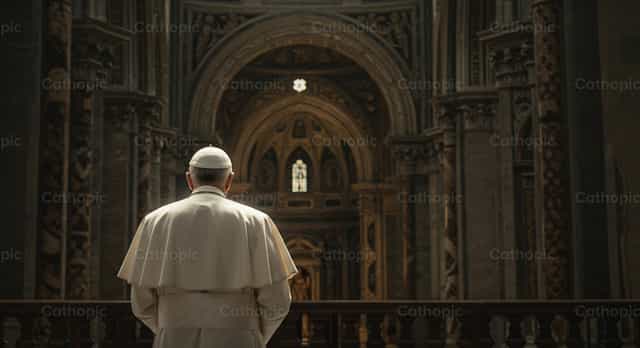 El Papa en silenciosa contemplación - Banco de imágenes católicas