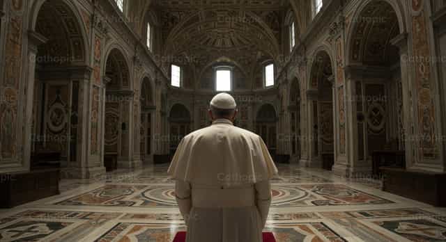A solas con Dios: El Papa en reflexión silenciosa - Banco de imágenes católicas