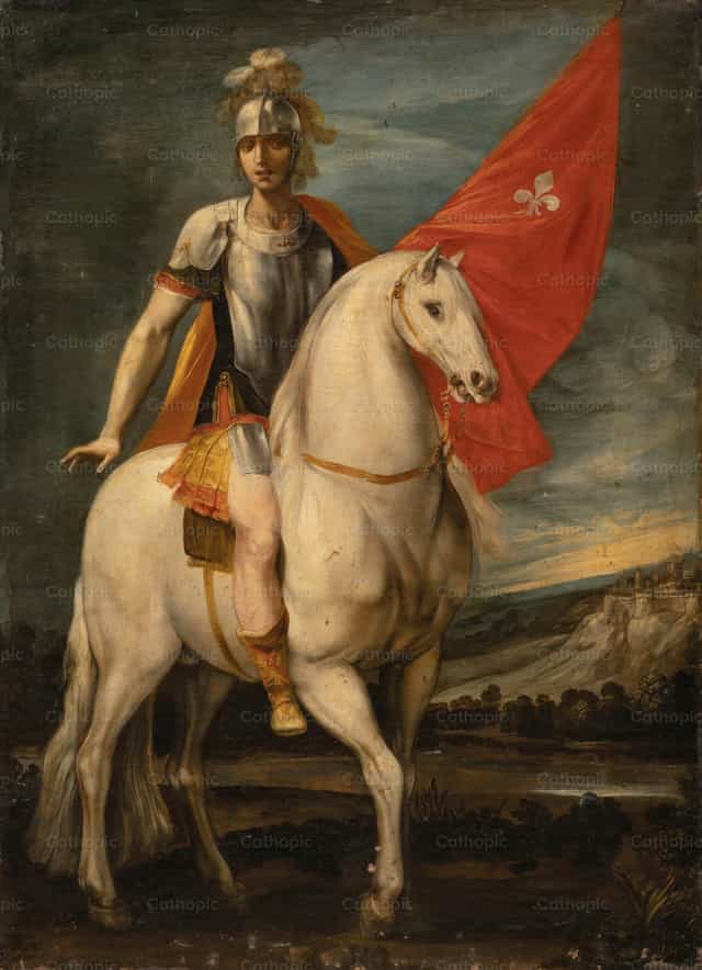 Sint-Lodewijk van Toulouse te paard - Katholieke stockfoto's - Foto door Restored Christian Art
