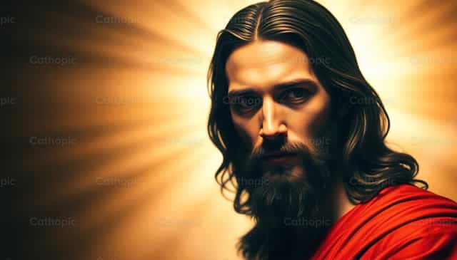 Le poids de l’amour : un portrait dramatique de Jésus - Images catholiques de stock