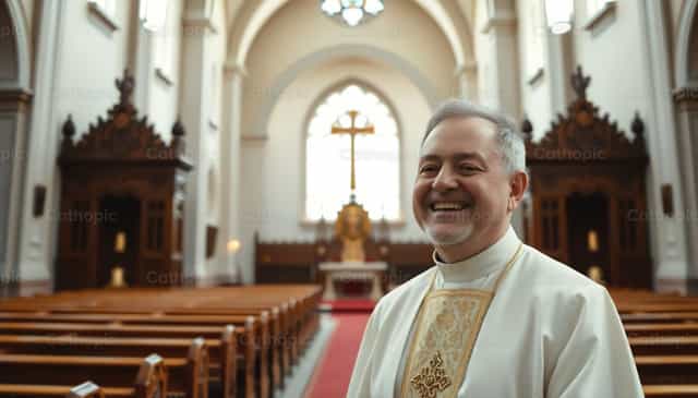 성스러운 기쁨이 넘치는 사제 - 가톨릭 스톡 이미지 - 사진 제공 catholicmall.org
