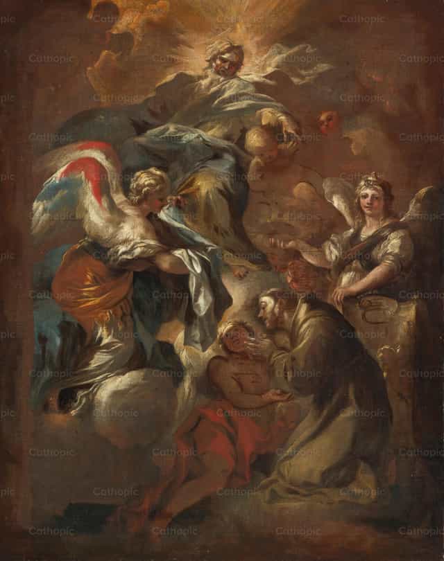 성 프란치스코, 성품성사를 거절하다 - 가톨릭 스톡 이미지 - 사진 제공 Restored Christian Art