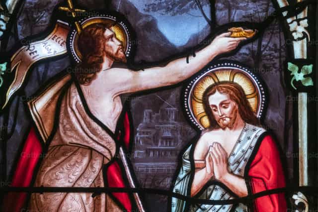 Binyag ni Hesus ni Juan Bautista - Mga Catholic stock image - Larawan ni Joan Sutter