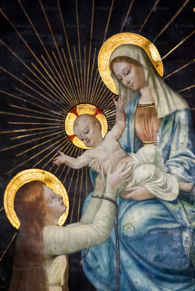 Santa Filomena con Maria e Gesù - Immagini stock cattoliche