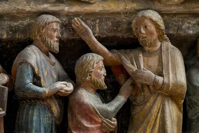 Santo Tomás tocando las llagas de Cristo - Banco de imágenes católicas - Fotografía por Joan Sutter