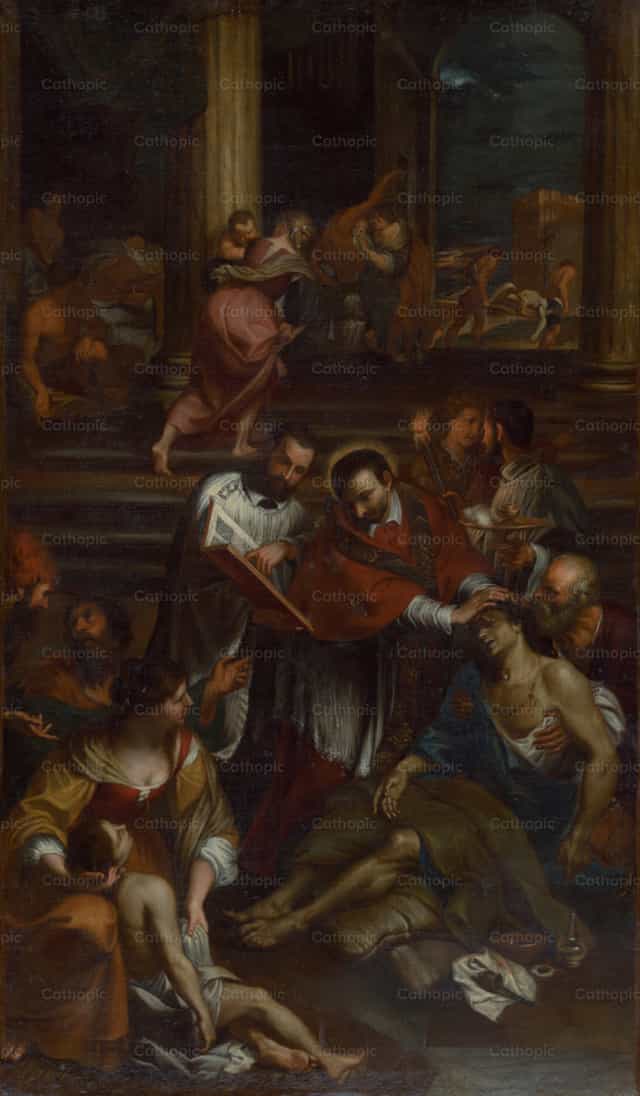 瘟疫受难者中的圣加大利亚·博罗梅奥 - 天主教图库图片 - 摄影： Restored Christian Art