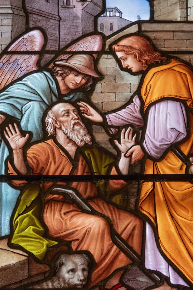 Tobías cura a su padre ciego Tobit - Banco de imágenes católicas - Fotografía por Joan Sutter