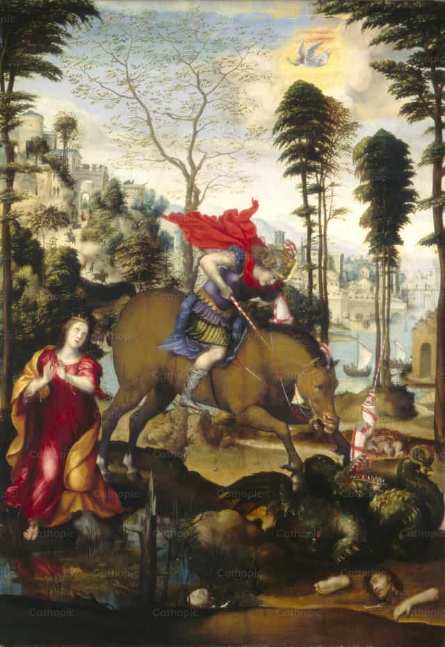 San Giorgio e il drago - Immagini stock cattoliche