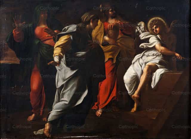 Les Trois Maries au tombeau - Images catholiques de stock