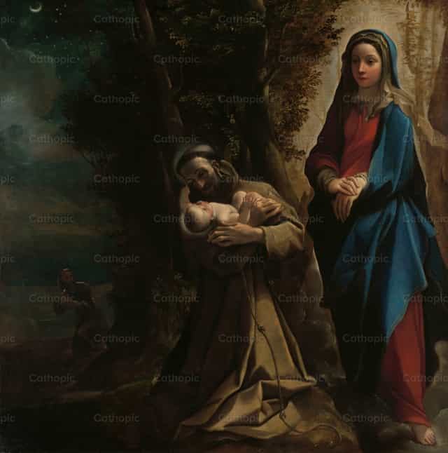 Die Vision des heiligen Franz von Assisi - Katholische Stockfotos