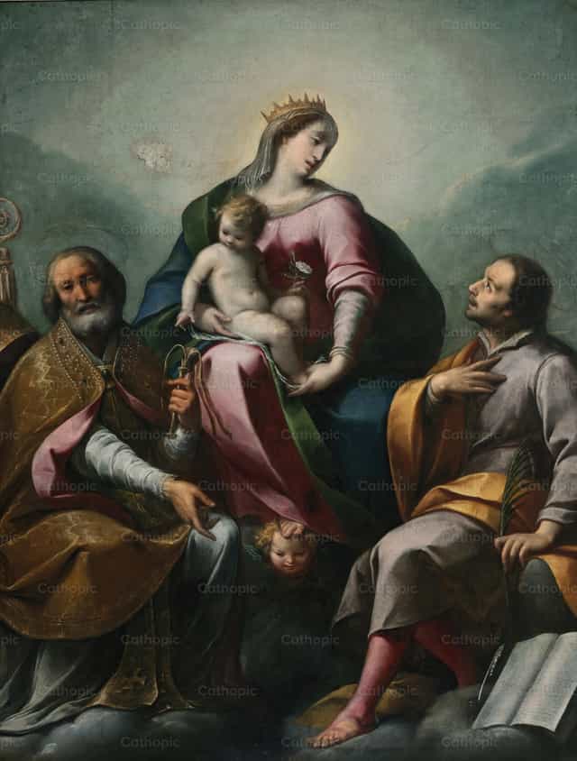 Virgen con el Niño y santos - Banco de imágenes católicas