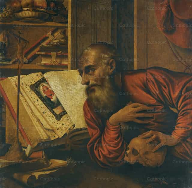 San Jerónimo en su estudio - Banco de imágenes católicas