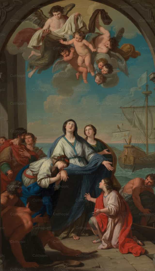 Odejście świętych Pauli i Eustochium do Ziemi Świętej - Katolickie zdjęcia stockowe - Zdjęcie: Restored Christian Art
